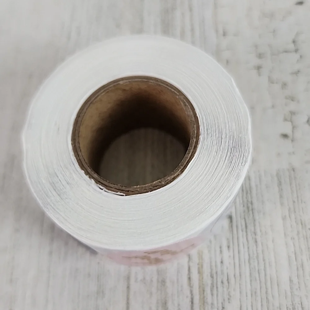 1 roll of 500 multi color Thank You stickers goldtone cursive heart 1